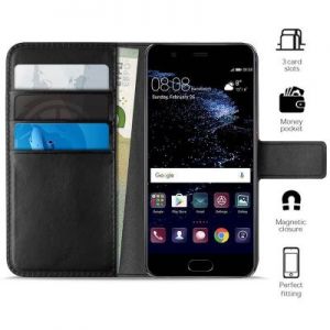 PURO Booklet Wallet Case - Etui Huawei P10 z kieszeniami na karty + stand up (czarny)
