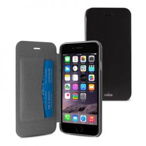 PURO Booklet Wallet Case - Etui iPhone 6s Plus / iPhone 6 Plus z kieszenią na kartę (czarny/przezroc
