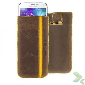 Valenta Pocket Stripe Vintage - Skórzane etui wsuwka Samsung Galaxy S5, Sony Xperia Z i inne (brązow