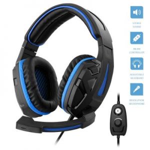 1Life Cyber - Słuchawki stereofoniczne dla graczy z mikrofonem (czarny/niebieski)