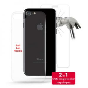 PURO 0.3 Nude - Etui iPhone 7 (przezroczysty) + Szkło ochronne hartowane na ekran iPhone 7