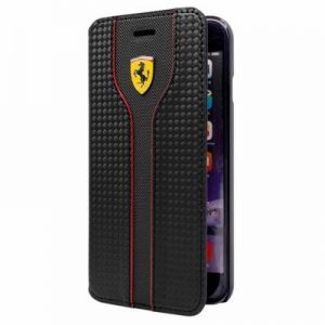 Ferrari Racing Red Trim - Etui iPhone 7 Plus z kieszenią na kartę (Black Carbon)