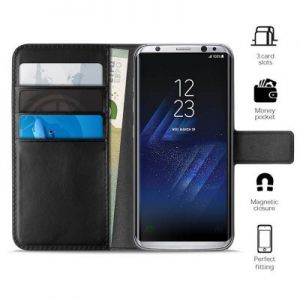 PURO Booklet Wallet Case - Etui Samsung Galaxy S8 z kieszeniami na karty + stand up (czarny)