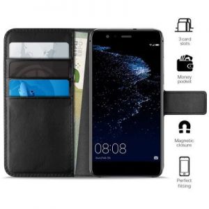 PURO Booklet Wallet Case - Etui Huawei P10 Lite z kieszeniami na karty + stand up (czarny)