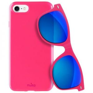 PURO Sunny Kit - Zestaw etui iPhone 7 + składane okulary przeciwsłoneczne (różowy)