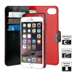 PURO Duetto Wallet Detachable - Skórzane etui 2w1 iPhone 7 / iPhone 6s / iPhone 6 (czarny/czerwony)