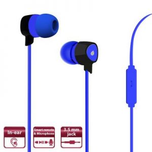 PURO Prisma Earphones - Słuchawki z płaskim kablem z mikrofonem i pilotem (niebieski)