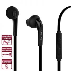PURO Balance Earphones - Słuchawki z płaskim kablem z mikrofonem i pilotem (czarny)