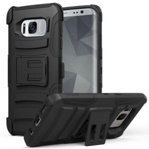 Zizo Armor Hybrid Cover - Pancerne etui Samsung Galaxy S8+ z podstawką + uchwyt do paska (Black)