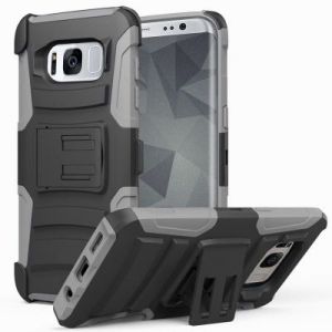 Zizo Armor Hybrid Cover - Pancerne etui Samsung Galaxy S8+ z podstawką + uchwyt do paska (Gray/Black
