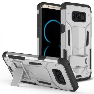Zizo Hybrid Transformer Cover - Pancerne etui Samsung Galaxy S8+ z podstawką (Silver/Black)