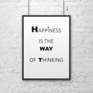 Plakat dekoracyjny 50x70 cm HAPPINESS IS THE WAY OF THINKING biały DS-PL1-0