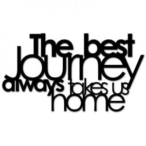 Napis na ścianę THE BEST JOURNEY ALWAYS TAKES US HOME czarny TBJ1-1